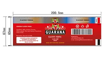 Label for 350ml mineral water bottle (GUARANA)