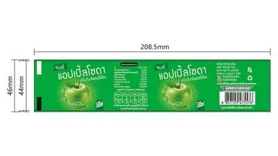 Hot-melt adhesive label for 500ml apple beverage bottle