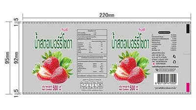 Hot-melt adhesive label for 600ml strawberry juice bottle
